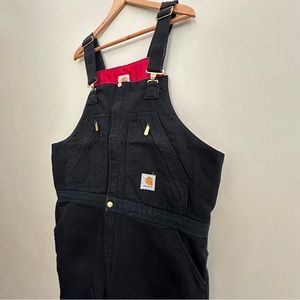Carhartt Men's R38 BLK Black Cotton Duck Quilt Lined Bib Overalls 40x32